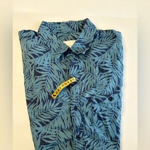 American Eagle Outfitters Blue Leaf Pattern Shirt